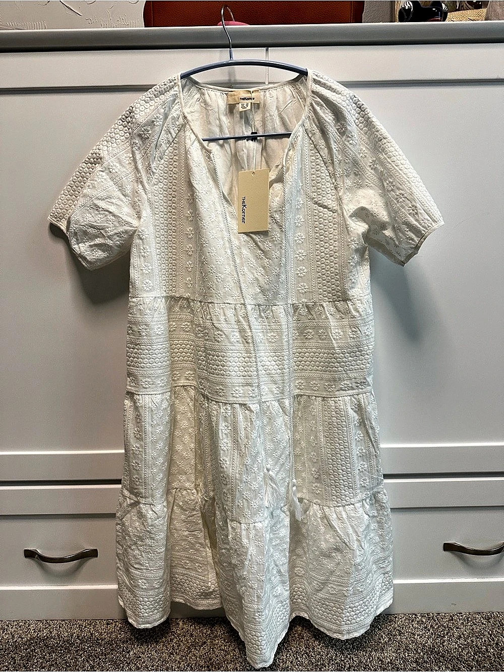 The Korner Floral Mini Dress in White Size Medium NWT